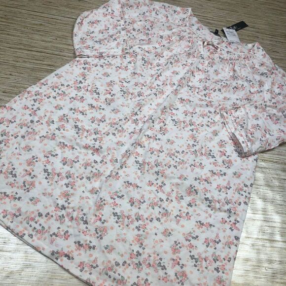 S-65 Aria smocked cotton lightweight sleepshirt nightgown WHITE FLORAL sz S nwt - Picture 1 of 1